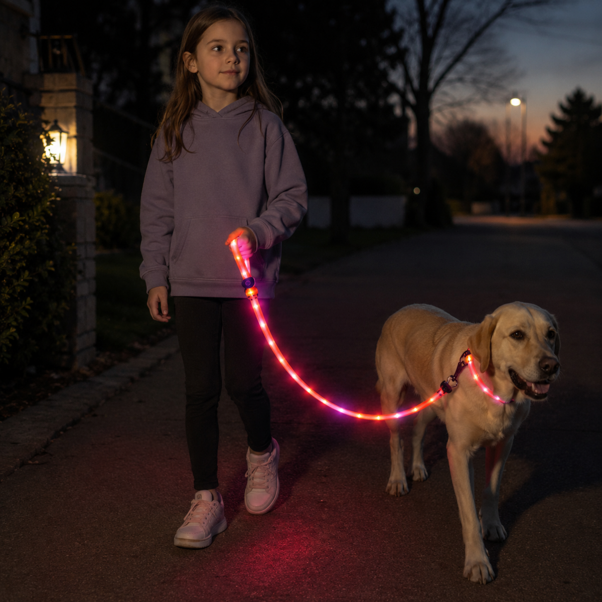 USB Rechargeable Light Up LED Dog Leash - Pet Leash with Durable Webbing, Night Safety Walking Accessory for Dogs Visibility
