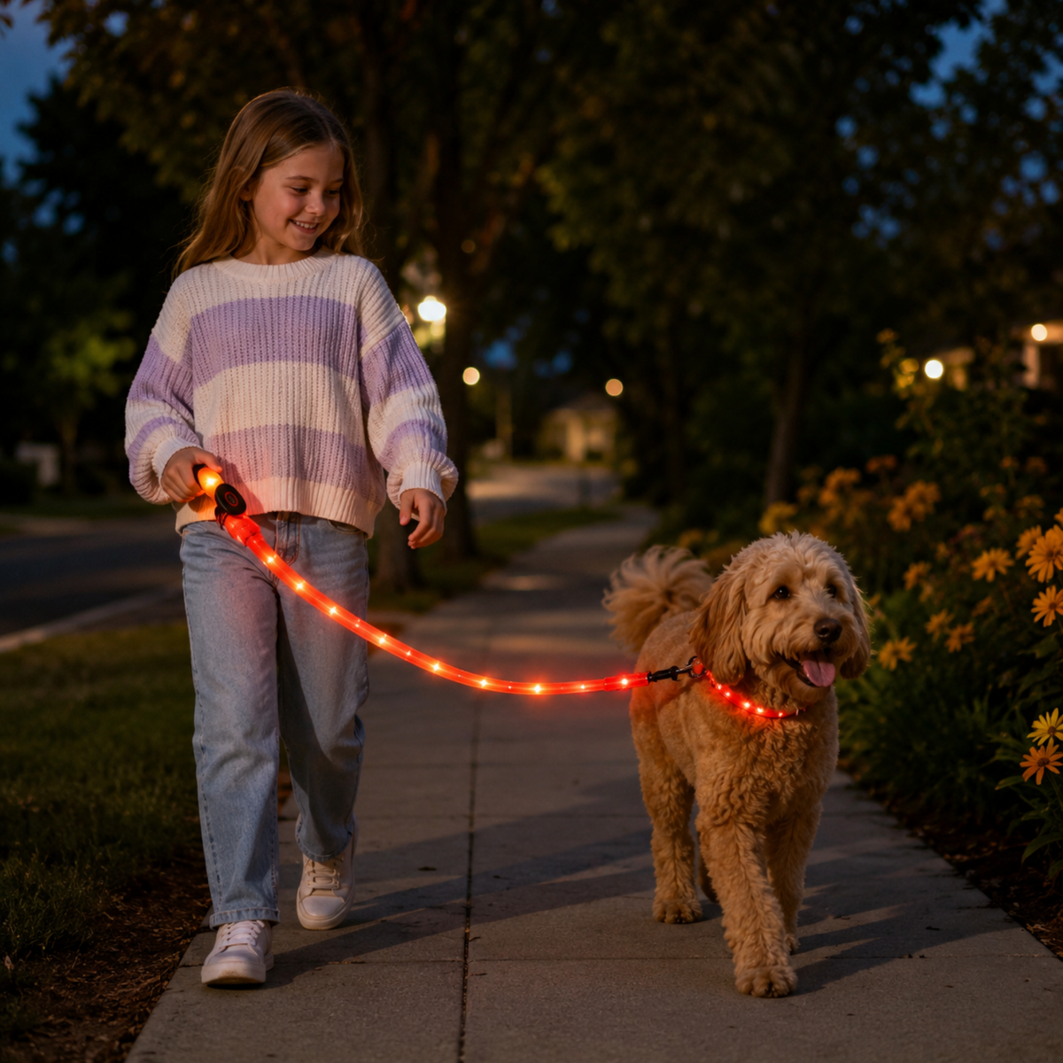 USB Rechargeable Light Up LED Dog Leash - Pet Leash with Durable Webbing, Night Safety Walking Accessory for Dogs Visibility