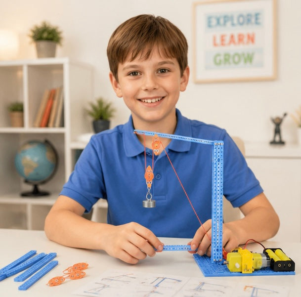 DIY Manual Pulley Crane Science Kit - Educational Physics Experiment Toy for Students Learning Engineering Concepts and STEM Principles