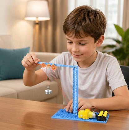 DIY Manual Pulley Crane Science Kit - Educational Physics Experiment Toy for Students Learning Engineering Concepts and STEM Principles