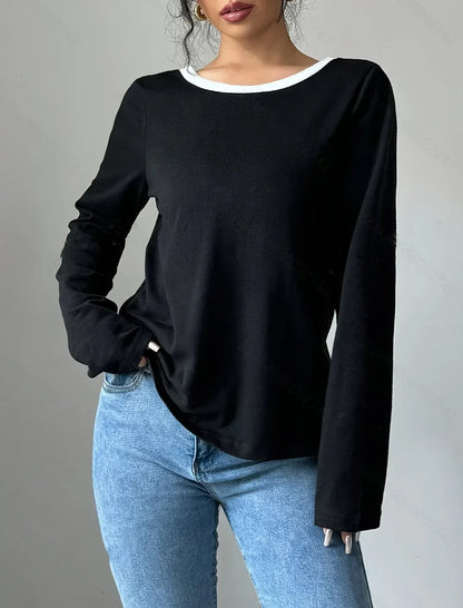 Round Neck Illusion Knit Two-Piece Set – Full Sleeve Base Layer for Layering & Lounge