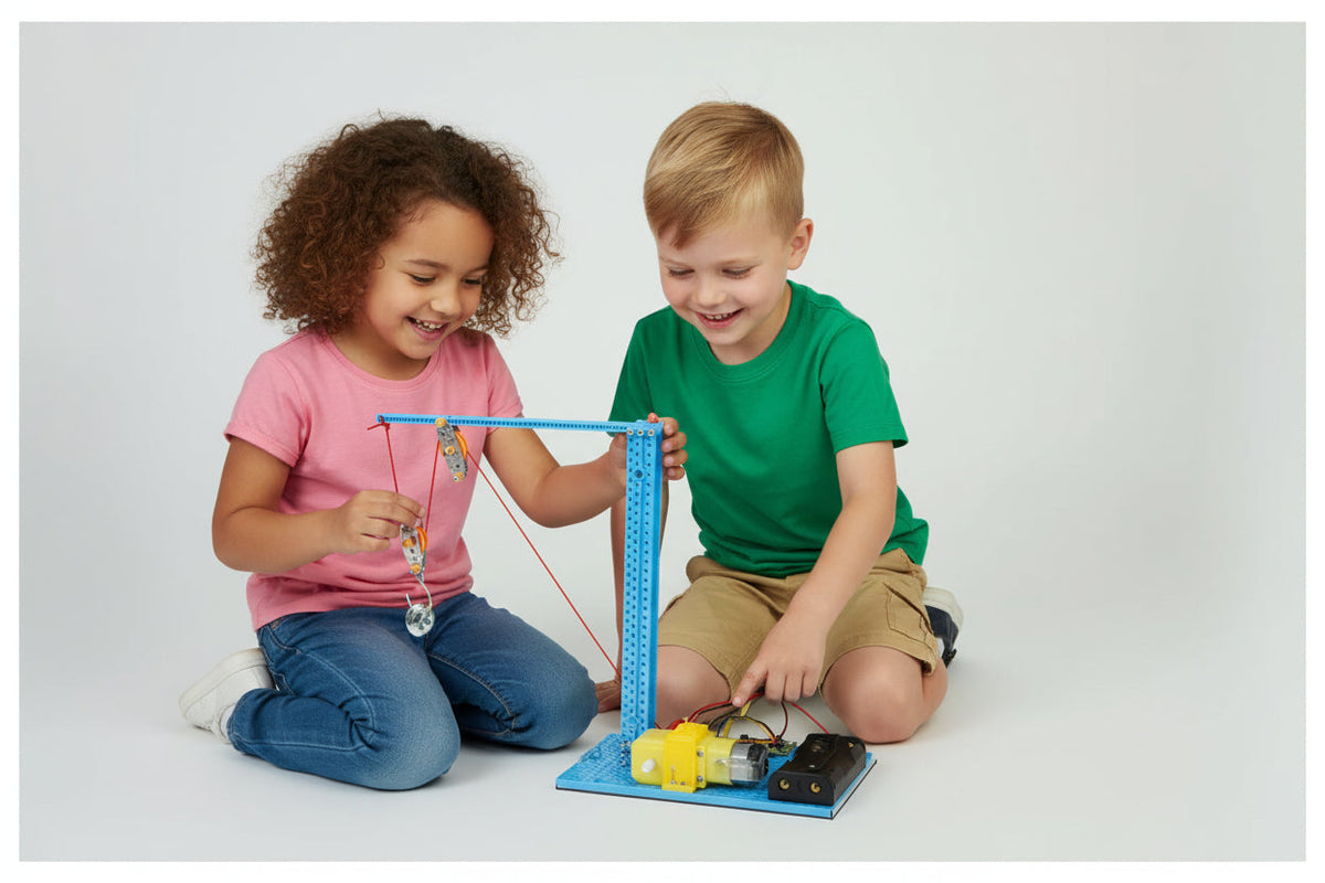 DIY Manual Pulley Crane Science Kit - Educational Physics Experiment Toy for Students Learning Engineering Concepts and STEM Principles