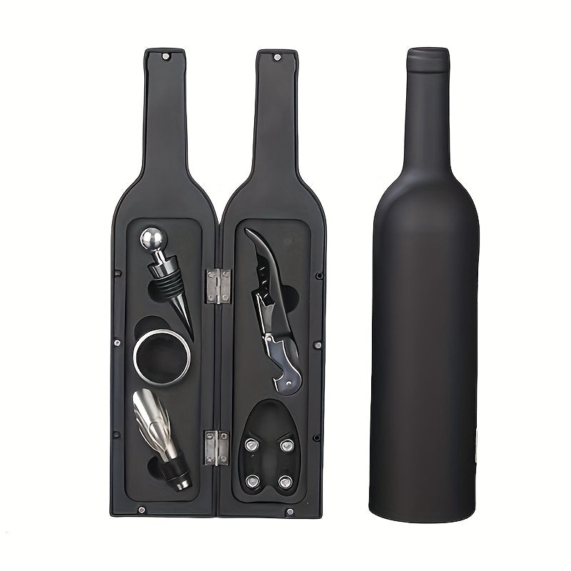 Five Pieces Professional Wine Opener Tool Set – Complete Wine Accessories Kit with Bottle Opener, Foil Cutter, Drip Ring and Cork Gift Set