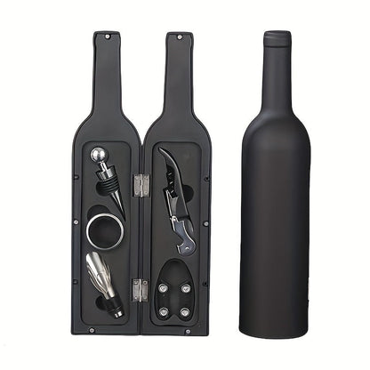 Five Pieces Professional Wine Opener Tool Set – Complete Wine Accessories Kit with Bottle Opener, Foil Cutter, Drip Ring and Cork Gift Set
