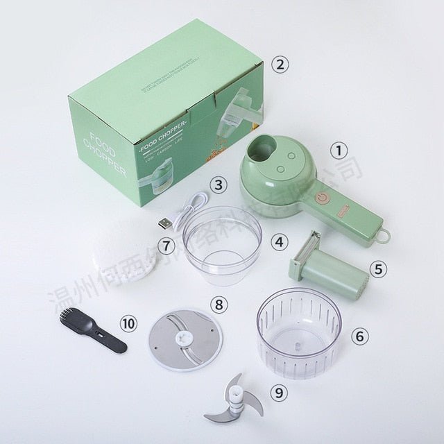 Hand-held Electric Kitchen Vegetable Cutter - 4 in 1  Cutter for Fruits and Vegetables