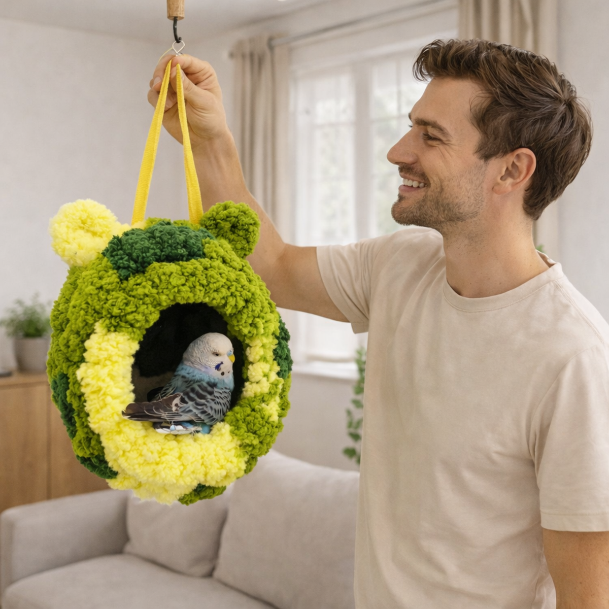 Plush Hanging Bird Nest Hammock – Warm Winter Hideaway House for Parrot Hummingbird Cage Comfort Decoration Accessories.