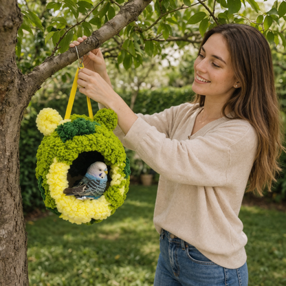 Plush Hanging Bird Nest Hammock – Warm Winter Hideaway House for Parrot Hummingbird Cage Comfort Decoration Accessories.