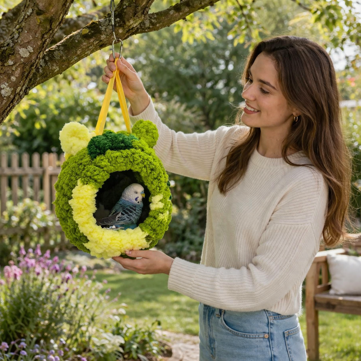 Plush Hanging Bird Nest Hammock – Warm Winter Hideaway House for Parrot Hummingbird Cage Comfort Decoration Accessories.