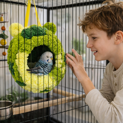 Plush Hanging Bird Nest Hammock – Warm Winter Hideaway House for Parrot Hummingbird Cage Comfort Decoration Accessories.