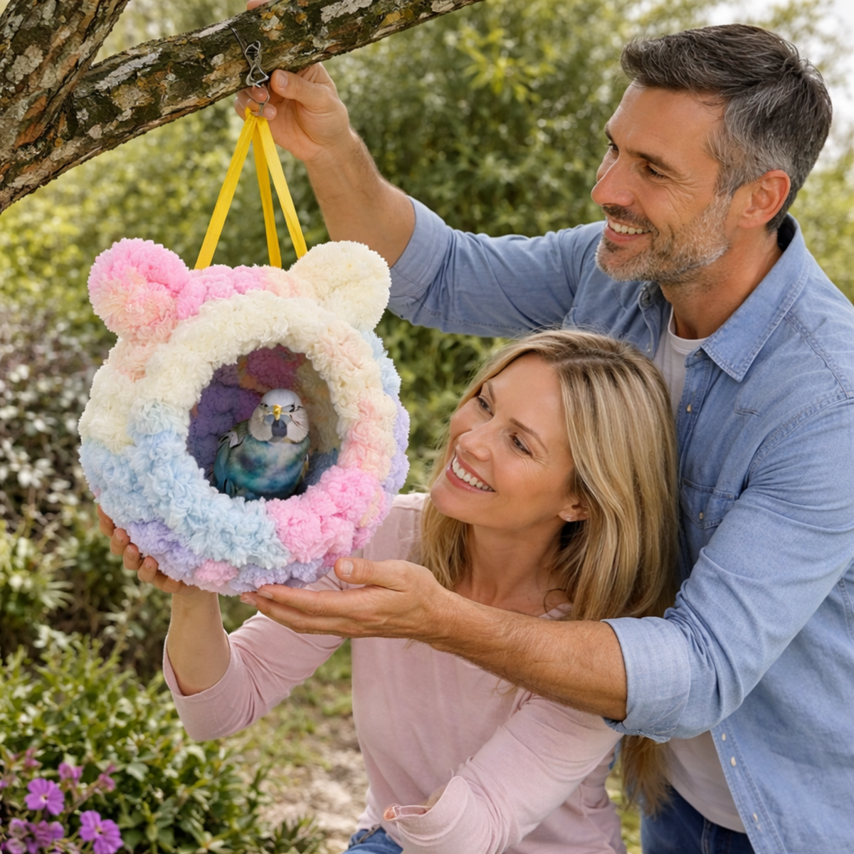Plush Hanging Bird Nest Hammock – Warm Winter Hideaway House for Parrot Hummingbird Cage Comfort Decoration Accessories.