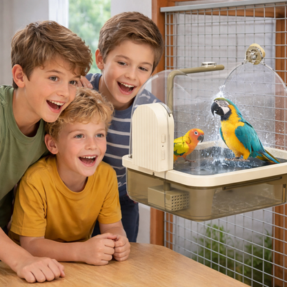 Large Automatic Bird Bath with Pump Filter – Hanging Parrot Robin Pigeon Canary Cage Water Fountain Bathing Accessory.