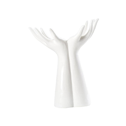 Nordic Ceramic Hand Vase – Creative Modern Flower Holder for Living Room, Office & Minimalist Home Décor Statement Piece