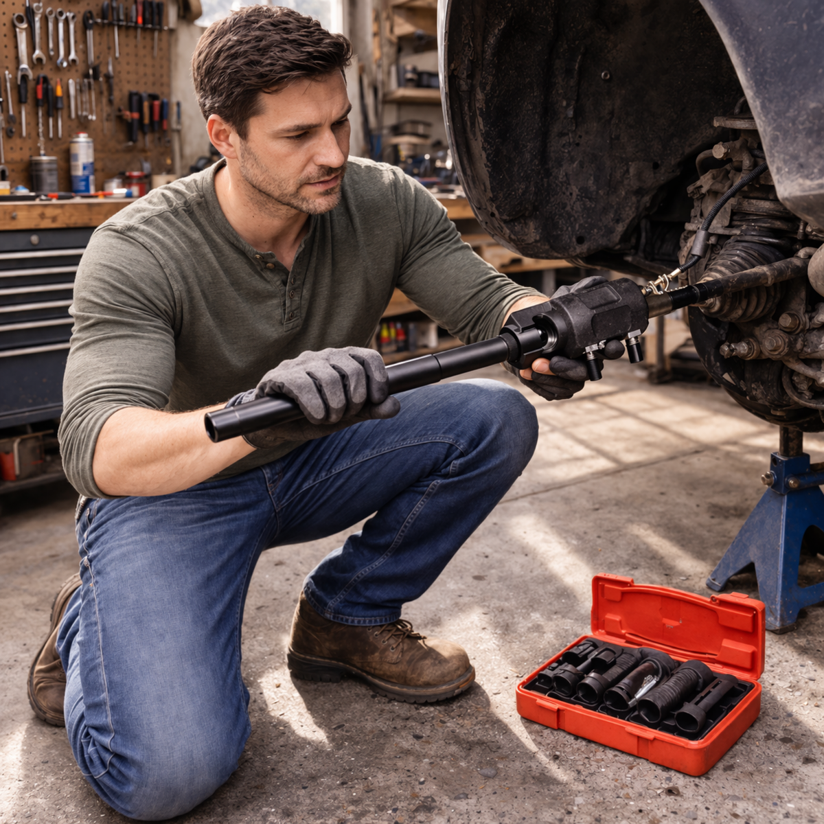 Inner Tie Rod Removal Tool Kit – 3/8 Inch Automotive Chassis Repair Installer and Disassembly Mechanic Car Tool Set