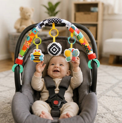 Soft Cloth Stroller Activity Arch - Sensory Development Toy for Newborns with Fine Motor Skill Learning Features