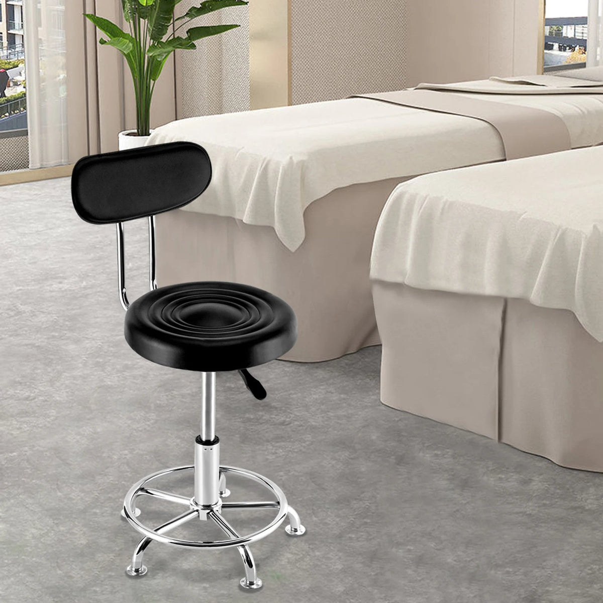 Swivel Workshop Stool – Adjustable Hydraulic Garage Seat with Backrest & Footrest