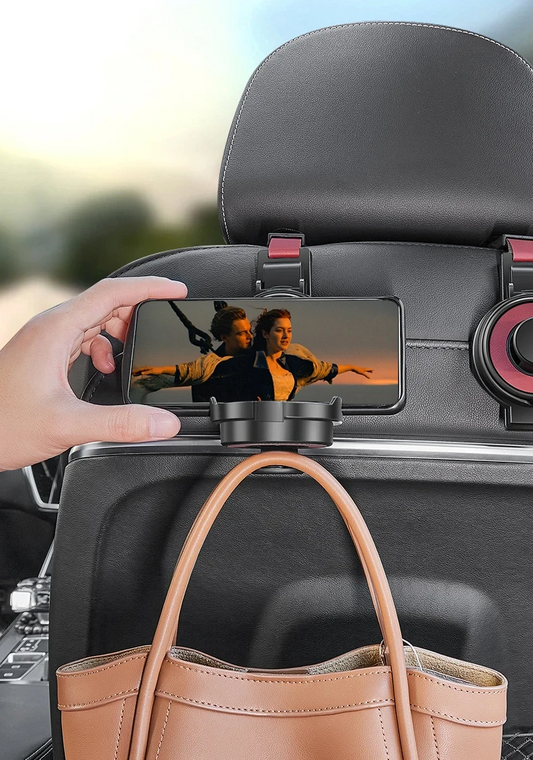 Car Seat Headrest Hook & Cup Holder – Multi-Functional Backseat Organizer for Bags & Drinks