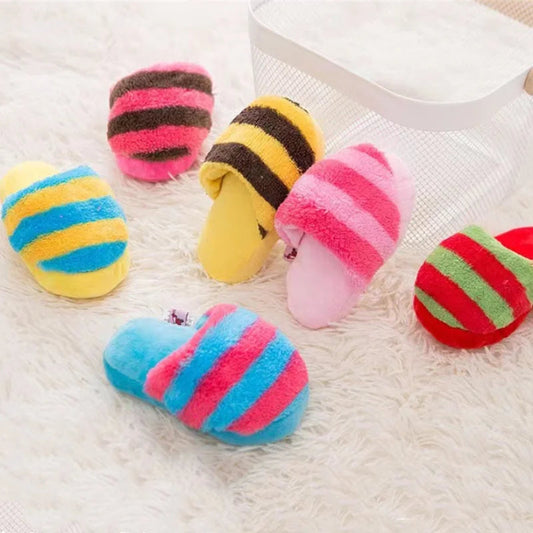 Plush Squeaky Dog Slipper Toy - Bite Resistant Cartoon Pet Chew Toy for Interactive Play, Training and Puppy Entertainment