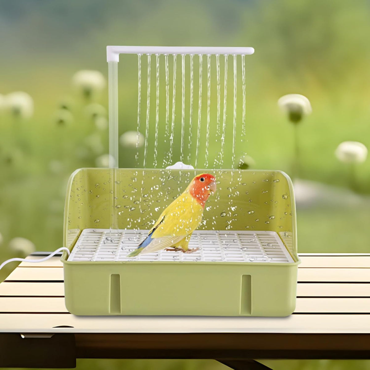 Automatic Electric Bird Bath Basin – Circulating Water Fountain for Budgerigars Cockatiels Peony and Sun Conures