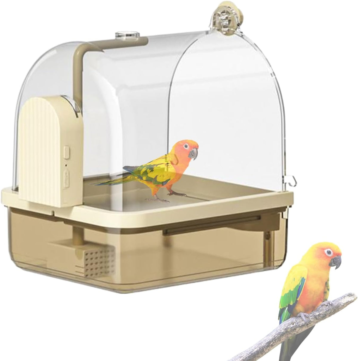 Large Automatic Bird Bath with Pump Filter – Hanging Parrot Robin Pigeon Canary Cage Water Fountain Bathing Accessory.