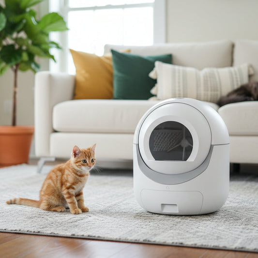 Automatic Cat Litter Box - Smart App Controlled Self Cleaning Litter Tray with Odor Removal and Safety Protection for Multiple Cats