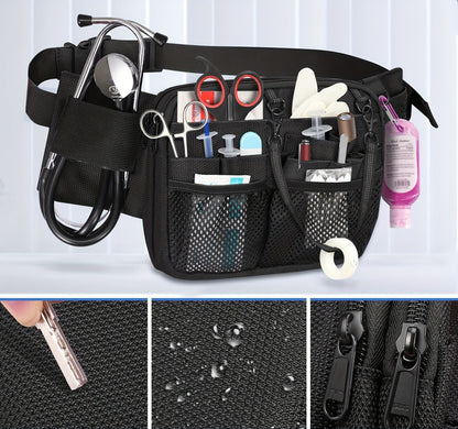 Dual-Layer Nurse Fanny Pack – Reflective Medical Organizer Waist Bag for Stethoscope, Scissors and Nursing Essentials