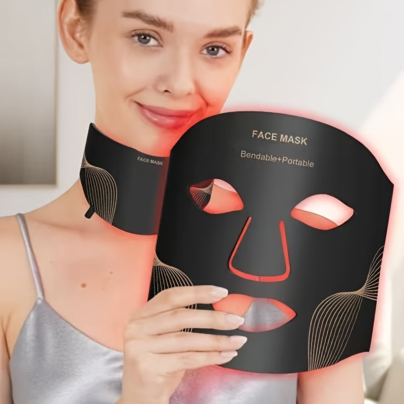 Rechargeable LED Face and Neck Mask – Red Light Therapy for Youthful Glow and Skin Rejuvenation from the Comfort of Home