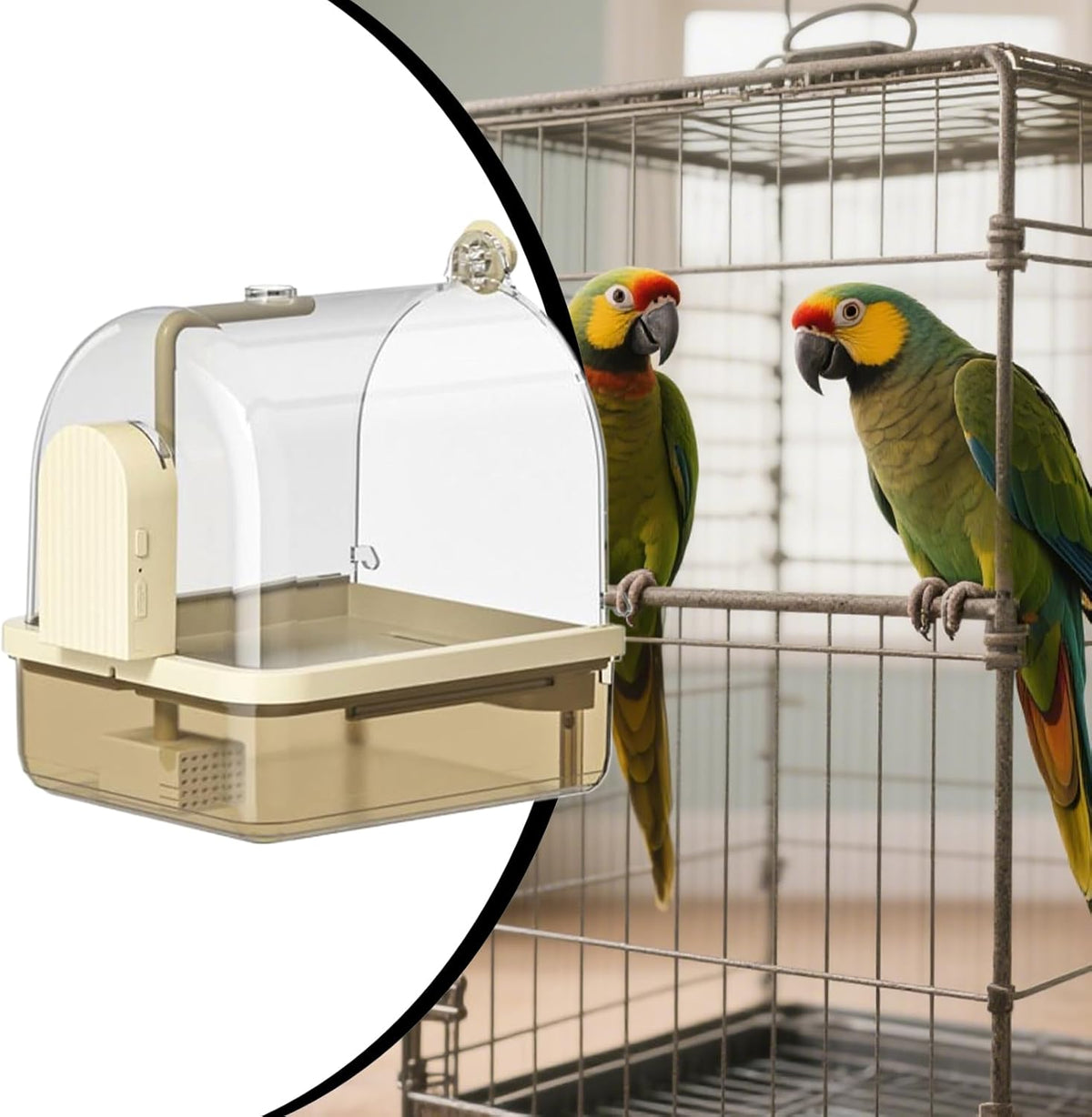 Large Automatic Bird Bath with Pump Filter – Hanging Parrot Robin Pigeon Canary Cage Water Fountain Bathing Accessory.