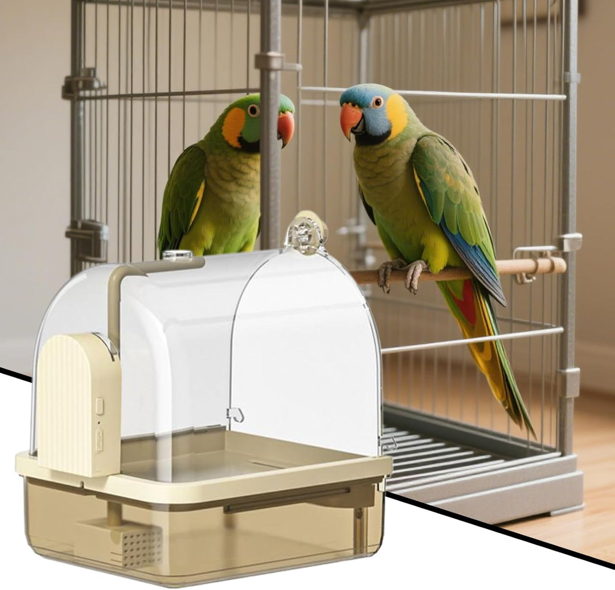 Large Automatic Bird Bath with Pump Filter – Hanging Parrot Robin Pigeon Canary Cage Water Fountain Bathing Accessory.