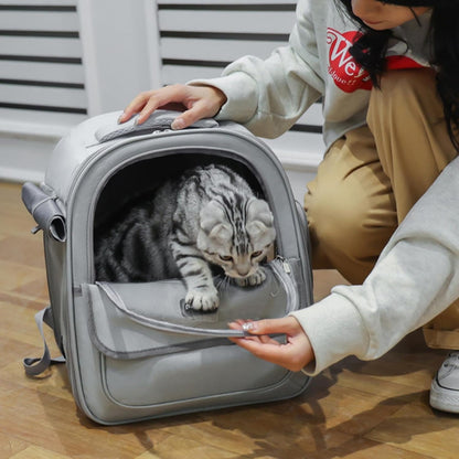 Cat Backpack Carrier with Side Opening– Large Mesh Dog & Cat Backpack for Comfortable Hiking and Outdoor Travel Adventures