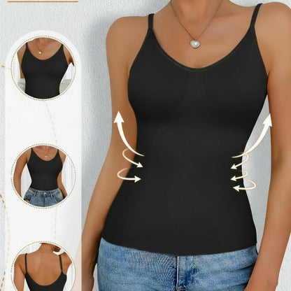 Women’s Shapewear Camisole – Waist Cinching Exposed Back Top for Daily Layering and Body Shaping