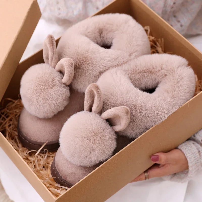 Warm Fur Rabbit Women’s Slippers – Furry, Ultra-Soft, Warm, Non-Slip Indoor Outdoor Slippers for Women in Total Comfort