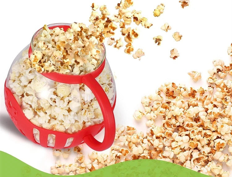 Microwave Glass Popcorn Popper with Silicone Lid – Safe Heat-Resistant Popcorn Maker for Quick, Healthy Snacking at Home