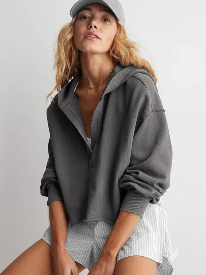 Trendy Knitted Hooded Sweatshirt – Loose Fit Lantern Long Sleeve Bape-Style Pullover for Spring & Autumn Cool