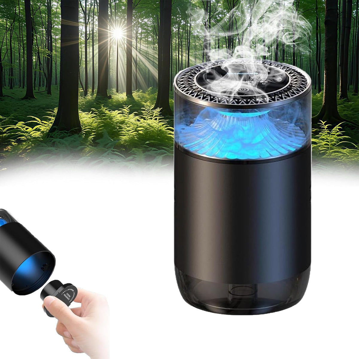 Smart Cloud Mist Car Air Freshener – Rechargeable Aroma Freshener with RGB Sound-Pickup Lights