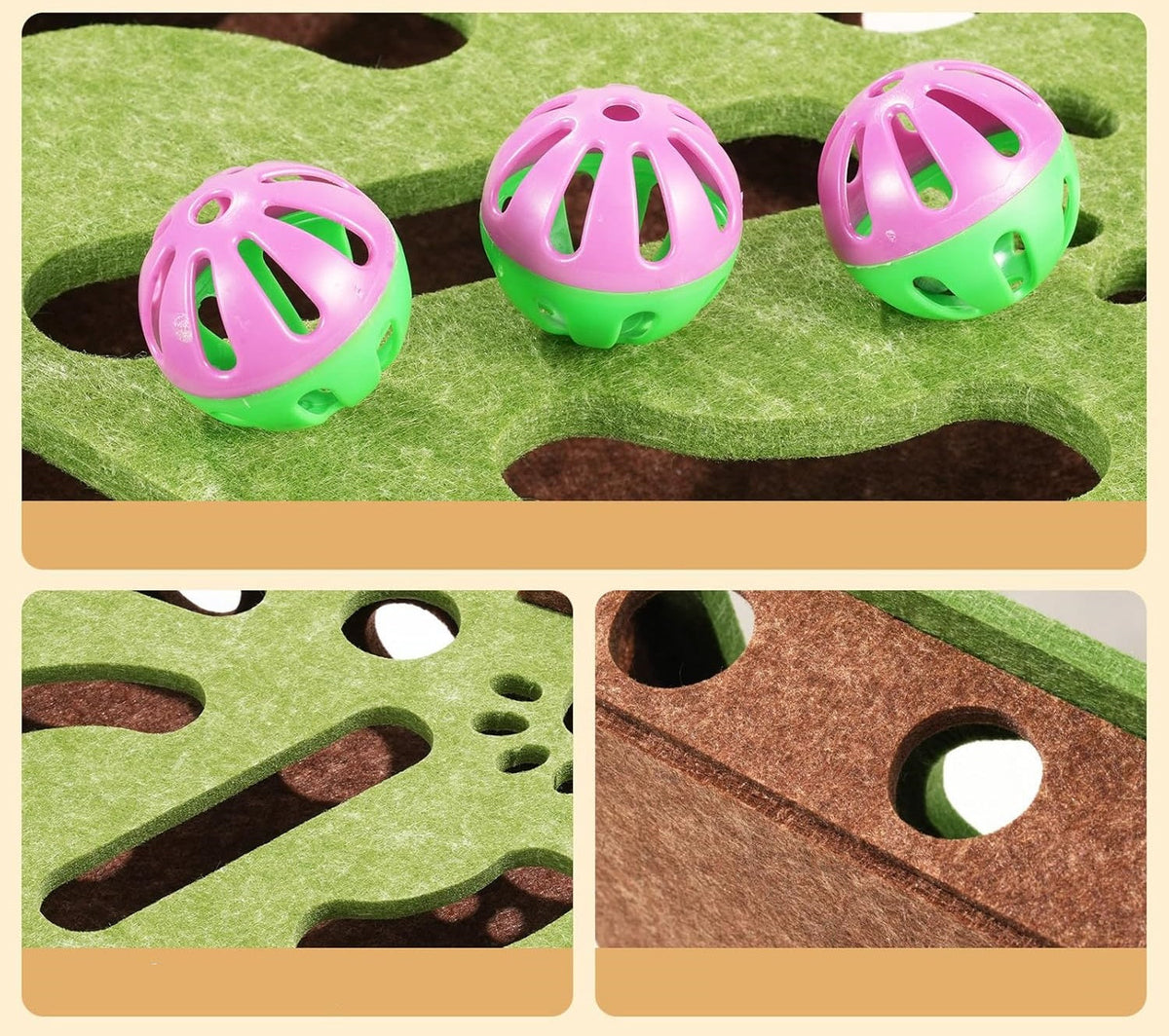Interactive Cat Puzzle Maze Felt Box Toy – Bell Ball Hunting Game for Kittens Mental Stimulation Indoor Play Cat Supplies Set.