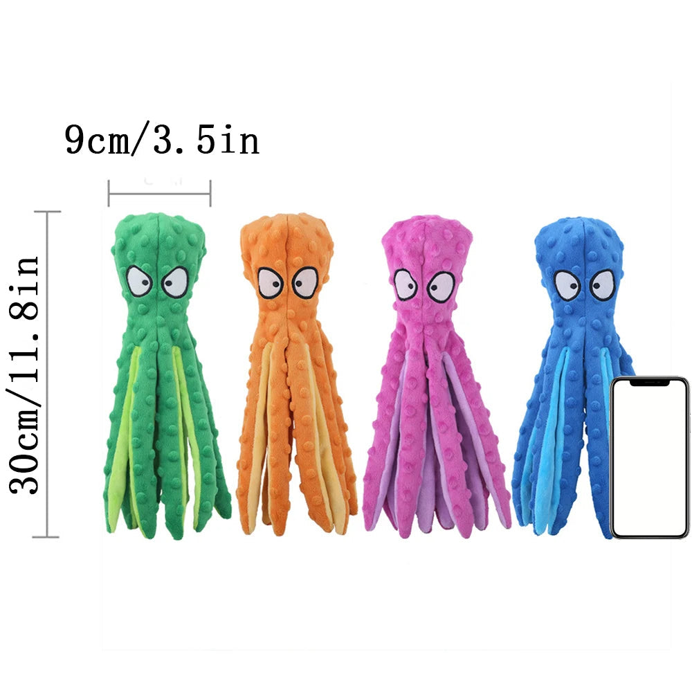Octopus Sound Pet Chew Toy – Plush Chew Play Companion for Dogs & Cats with Teeth Cleaning & Crinkle Paper Fun