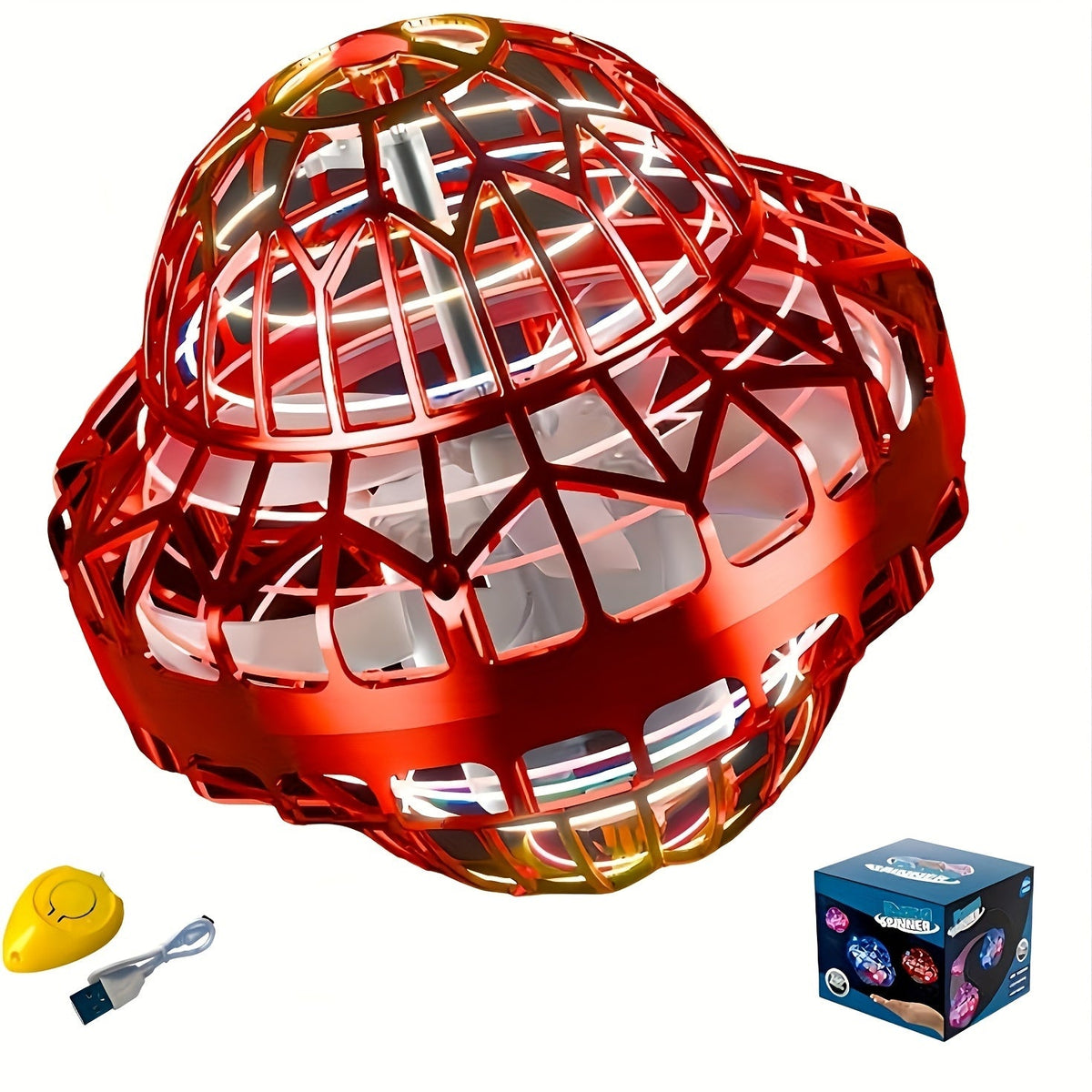 Hand-Operated UFO Flying Ball Toy –  Hovering Drone with LED Lights, Boomerang Effect, Perfect Christmas Gift for Kids