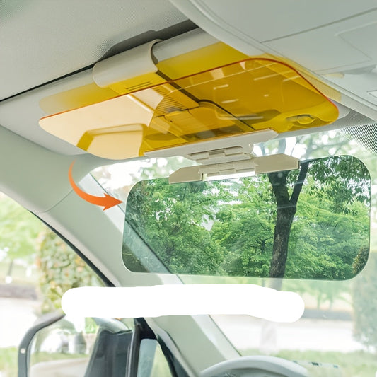 Dual-Use Car Sun Visor with Anti-Glare Filter – Adjustable Clip-On UV Shield and Night Vision Enhancer for Safer Day & Night Driving