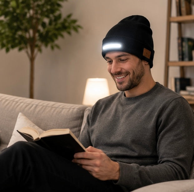 LED Beanie Hat with Light - USB Rechargeable Winter Headlamp Cap for Outdoor Work, Running and Camping