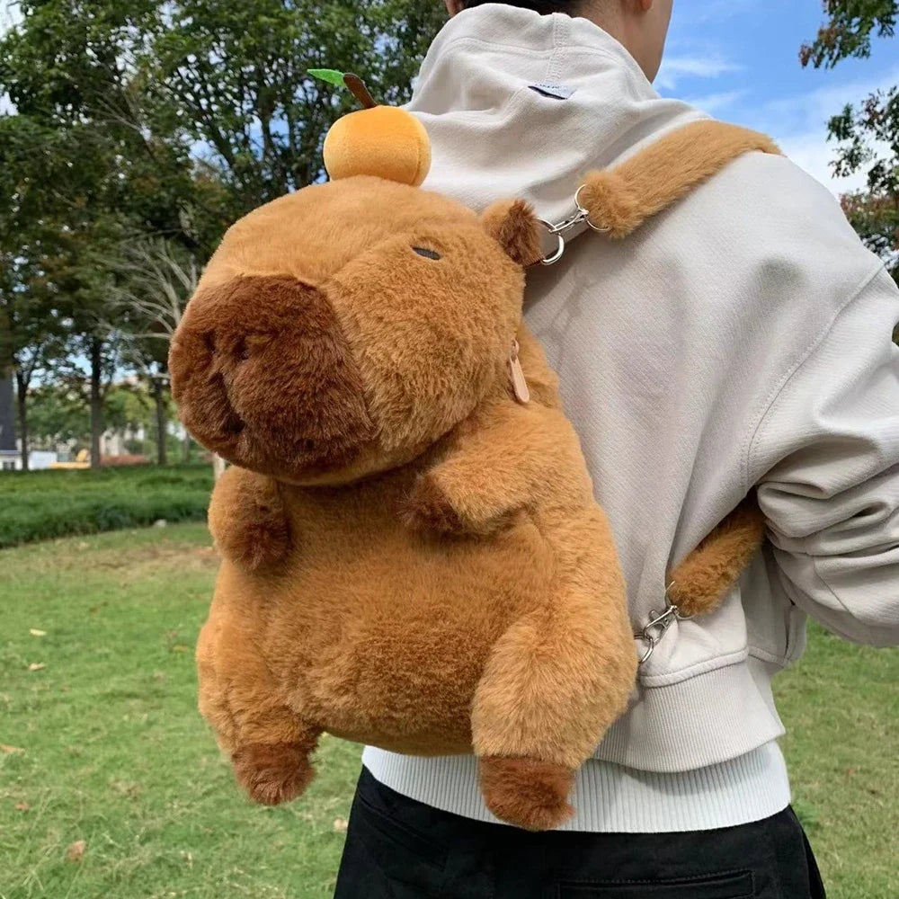 Capybara Plush Backpack – Adorable Kawaii Shoulder Bag Doubles as a Plushie Gift for Kids and Girlfriend’s Everyday Delight