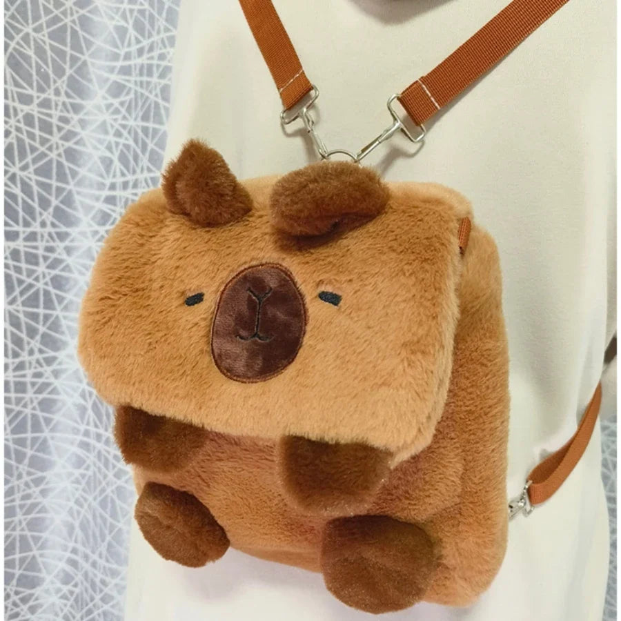 Capybara Plush Backpack – Adorable Kawaii Shoulder Bag Doubles as a Plushie Gift for Kids and Girlfriend’s Everyday Delight
