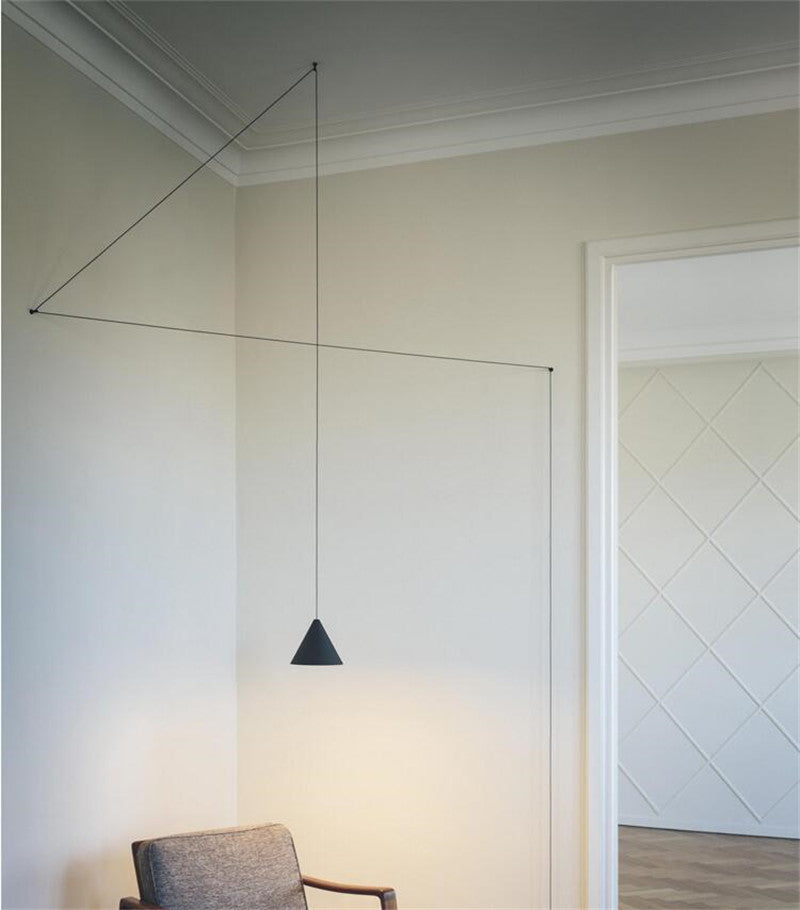 Geometric LED Pendant Light Fixture – Hanging Lamp Decoration US Plug Long Wire Design for Bedside, Table, or Dining Room