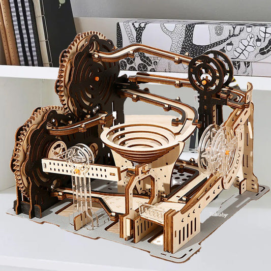 Wooden Marble Run Puzzle – 3D STEAM Mechanical Track Building Kit for Kids and Adults Educational Fun