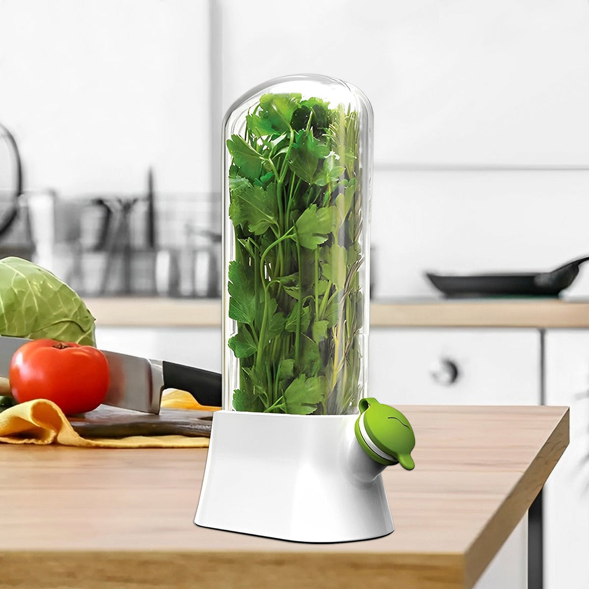 Herb Saver Container for Refrigerator – Fresh Herb Keeper Pod for Cilantro, Parsley and Vegetable Storage Kitchen Tool