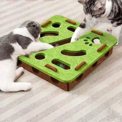 Interactive Cat Puzzle Maze Felt Box Toy – Bell Ball Hunting Game for Kittens Mental Stimulation Indoor Play Cat Supplies Set.