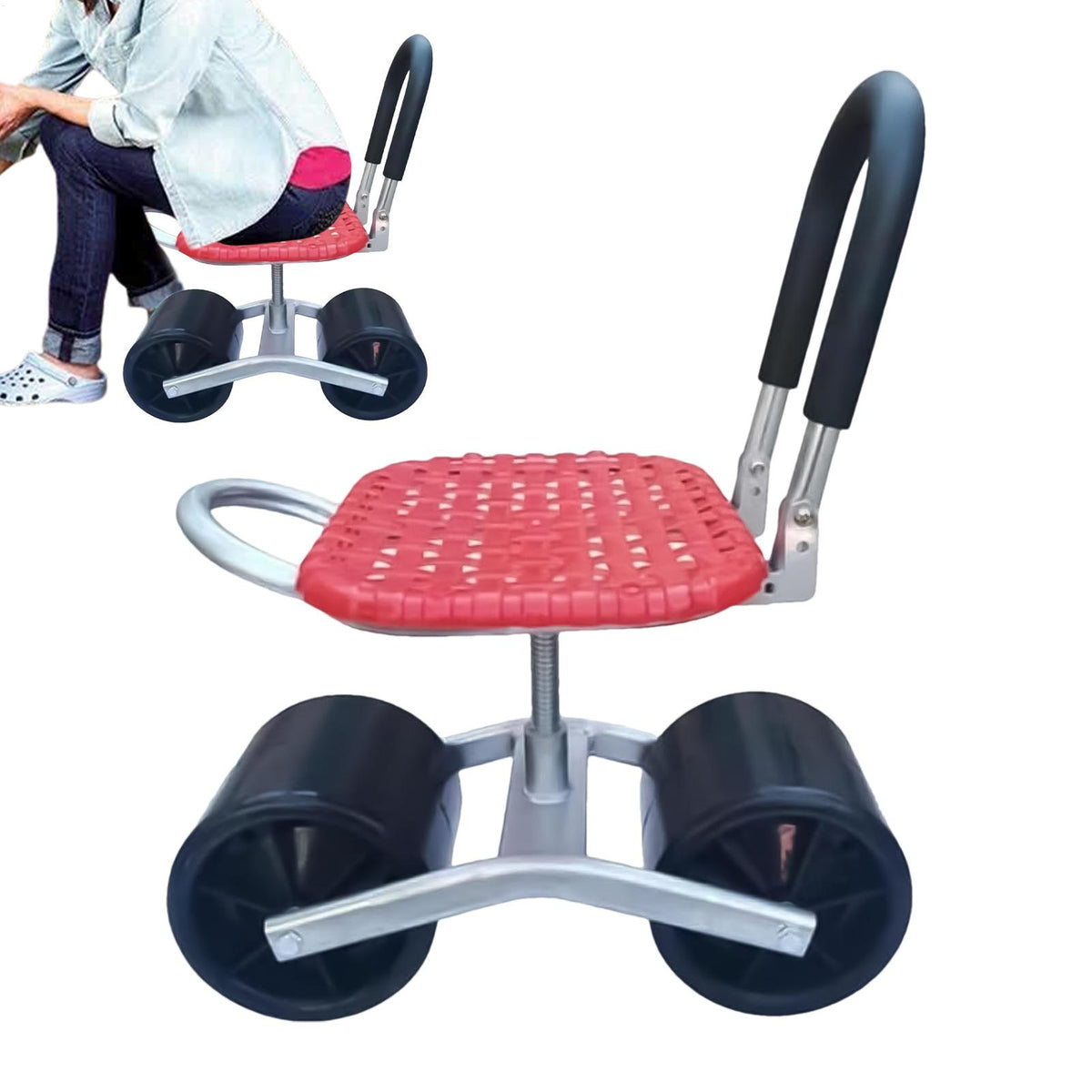 Rolling Garden Work Stool – Rotating Adjustable Mobile Gardening Bench for Planting, Trimming and Greenhouse Work