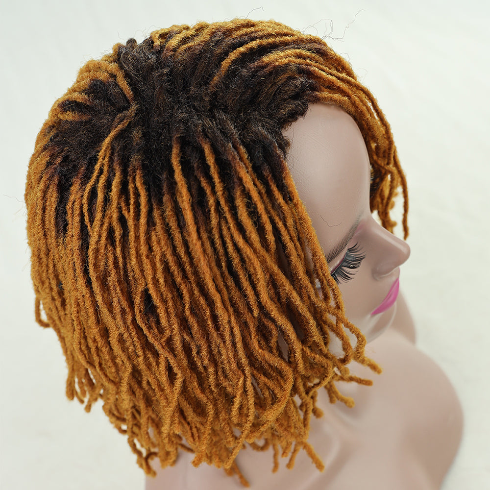 Braided Afro Bob Wig – 10 Inch Synthetic Dreadlock Short Curly Wig for Black Women Cosplay and Daily Fashion