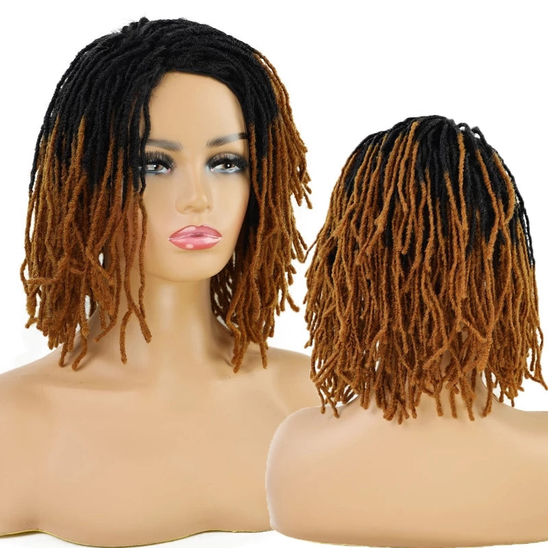 Braided Afro Bob Wig – 10 Inch Synthetic Dreadlock Short Curly Wig for Black Women Cosplay and Daily Fashion