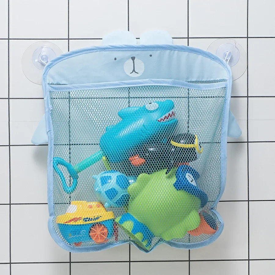 Dinosaur Baby Bath Toy Organizer – Mesh Bag with Suction Cups Keeps Toys Dry, Neat, and Off Your Tub Floor