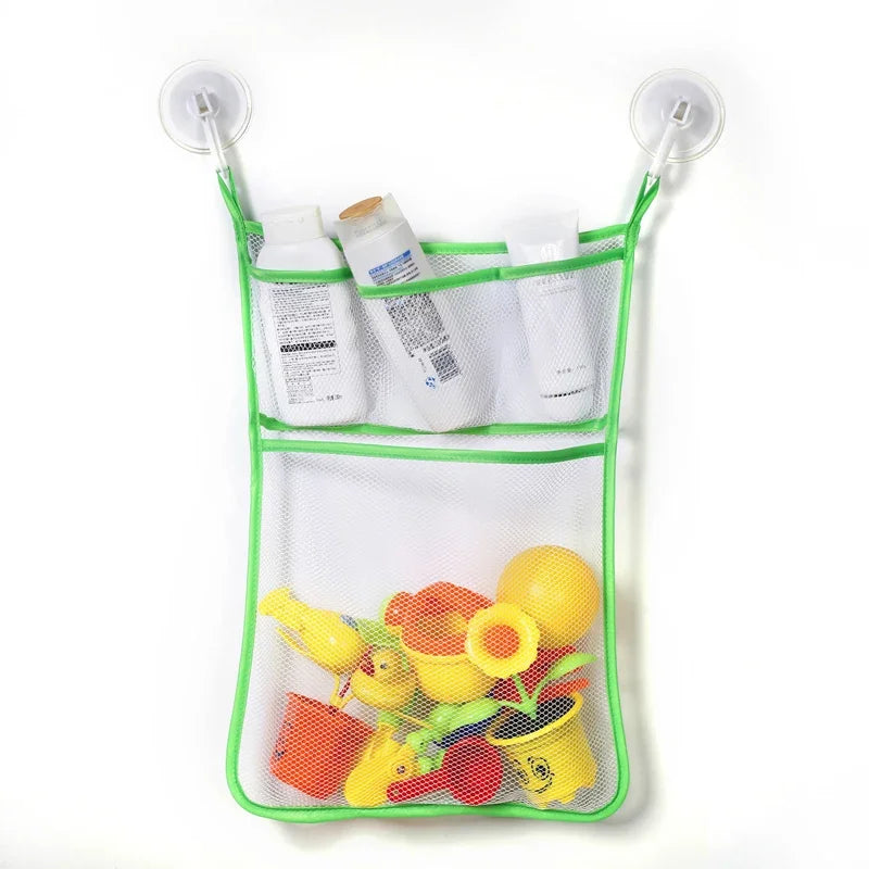Dinosaur Baby Bath Toy Organizer – Mesh Bag with Suction Cups Keeps Toys Dry, Neat, and Off Your Tub Floor